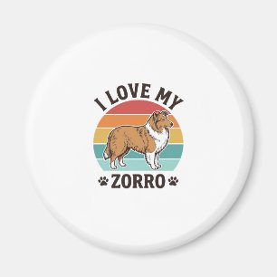 Aimant J'aime mon design vintage Zorro amateur de chien_1