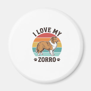 Aimant J'aime mon design vintage Zorro amateur de chiens_