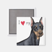 Aimant J'aime mon Doberman (Recto/Verso)