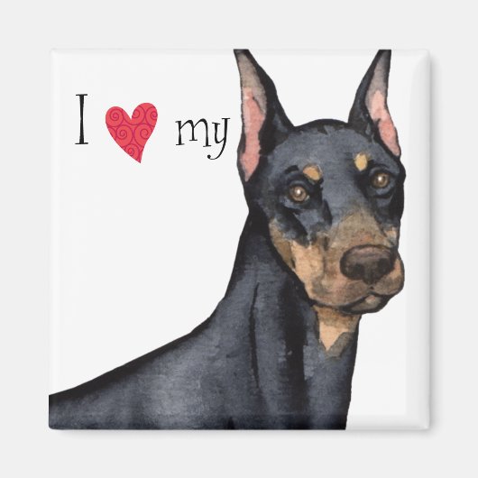 Aimant J'aime mon Doberman (Devant)