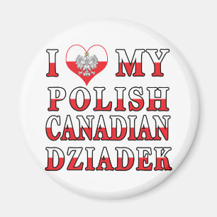 Aimant J'Aime Mon Drapeau Canadien Polonais Dziadek