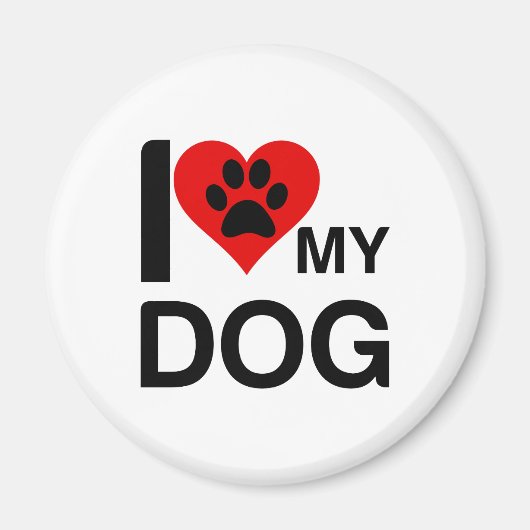 AIMANT J'AIME MON EMPREINTE DE PATTE DE CHIEN (Devant)