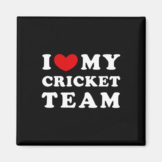 Aimant J'aime mon équipe de cricket (Devant)
