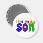 Aimant J'Aime Mon Fils Gay Retro Rainbow Maman (Recto/Verso)