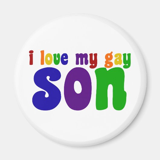 Aimant J'Aime Mon Fils Gay Retro Rainbow Maman (Devant)