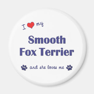 Aimant J'aime mon Fox Terrier doux (le chien femelle)