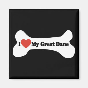 Aimant J'aime mon great dane - os de chien