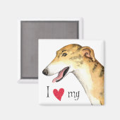 Aimant J'aime mon Greyhound (Recto/Verso)