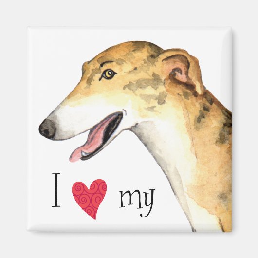 Aimant J'aime mon Greyhound (Devant)