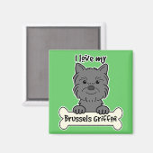 Aimant J'Aime Mon Griffon Bruxelles (Recto/Verso)