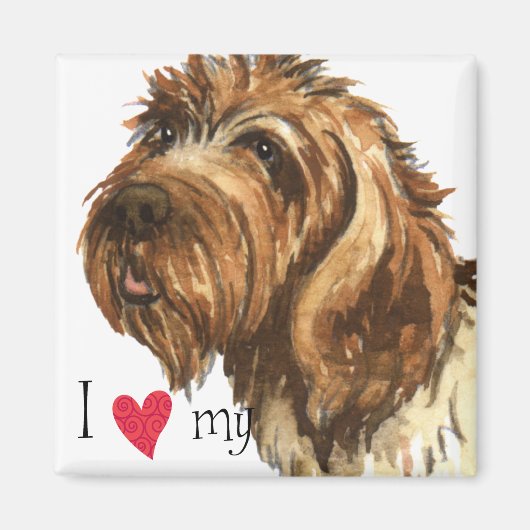 Aimant J'aime mon Griffon Pointing À poils durs (Devant)