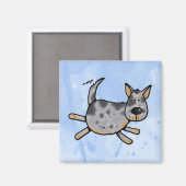 Aimant j'aime mon heeler bleu (Recto/Verso)