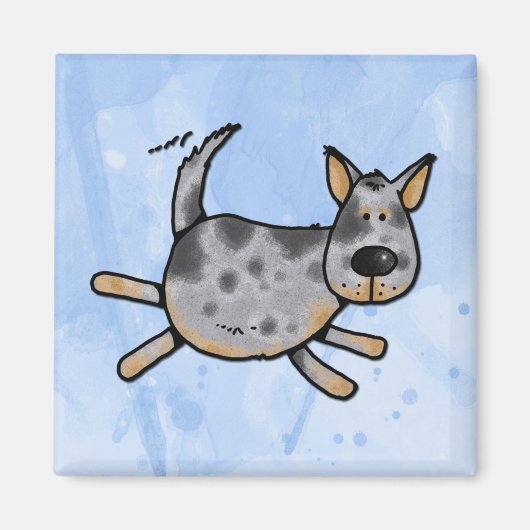 Aimant j'aime mon heeler bleu (Devant)