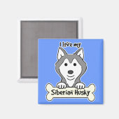 Aimant J'Aime Mon Husky Sibérien (Recto/Verso)