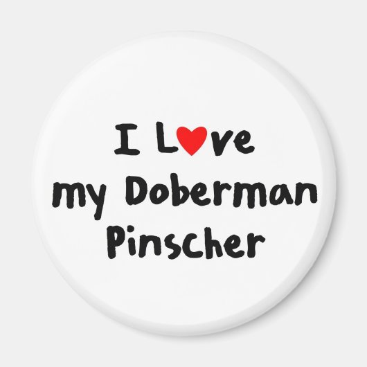 Aimant J'aime mon inscher doberman (Devant)