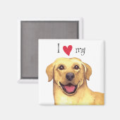 Aimant J'aime mon laboratoire jaune (Recto/Verso)