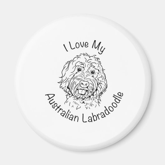 Aimant J'Aime Mon Labradoodle Australien (Devant)