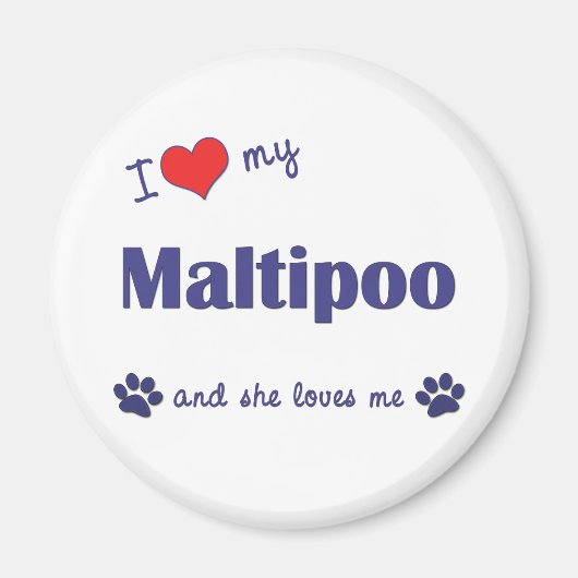 Aimant J'Aime Mon Maltipoo (Chien Féminin) (Devant)
