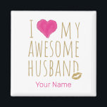 Aimant J'aime mon merveilleux anniversaire de Mariage de<br><div class="desc">I Love My Awesome Mari Mariage Anniversaire disant pour Femme. J'aime mon merveilleux mari Vintage Aquarelle Coeur rétro pour le meilleur mari jamais. I Love My Awesome Husband for Man and Wife mariage Anniversaire. I Love My Awesome Husband design avec coeur pour les femmes et les hommes pour l'anniversaire mariage....</div>