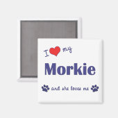 Aimant J'Aime Mon Morkie (Chien Féminin) (Recto/Verso)