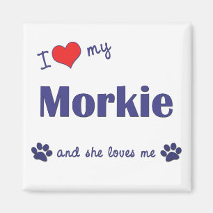 Aimant J'aime mon Morkie (le chien femelle)