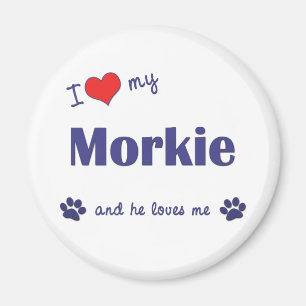 Aimant J'aime mon Morkie (le chien masculin)