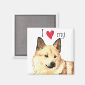 Aimant J'aime mon norvégien Buhund (Recto/Verso)