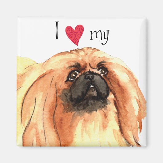 Aimant J'aime mon Pekingese (Devant)