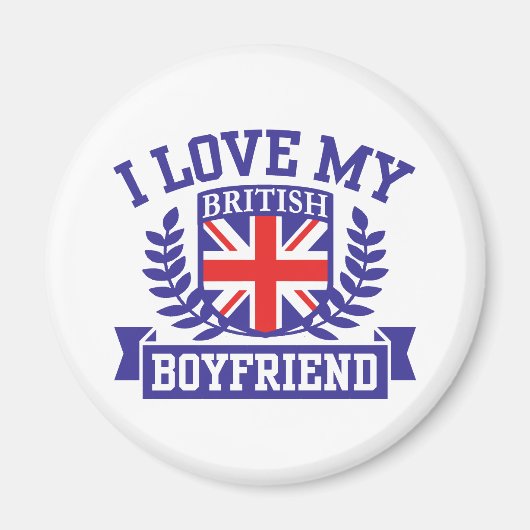 Aimant J'aime mon petit ami britannique (Devant)
