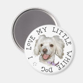 Aimant J'Aime Mon Petit Poodle De Chien Blanc / Mélange D (Recto/Verso)