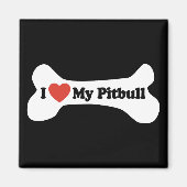 Aimant J'Aime Mon Pitbull - Os De Chien (Devant)