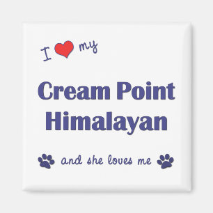 Aimant J'aime mon point crème de l'Himalaya (le chat