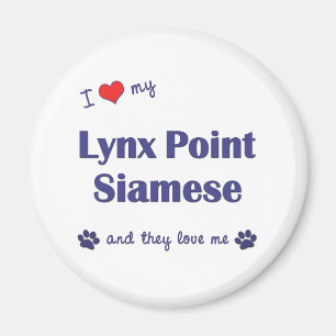Aimant J'aime mon point de Lynx siamois (les chats
