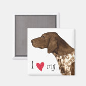 Aimant J'aime mon pointre à cheveux courts allemand (Recto/Verso)