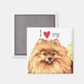 Aimant J'aime mon Poméranien (Recto/Verso)