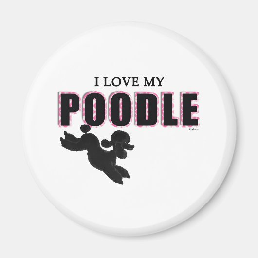 Aimant J'Aime Mon Poodle Noir (Devant)