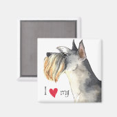 Aimant J'aime mon Schnauzer miniature (Recto/Verso)