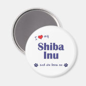 Aimant J'Aime Mon Shiba Inu (Chien Féminin) (Recto/Verso)