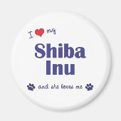 Aimant J'Aime Mon Shiba Inu (Chien Féminin) (Devant)