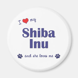 Aimant J'aime mon Shiba Inu (le chien femelle)