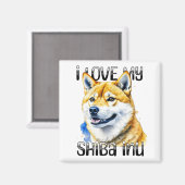Aimant J'Aime Mon Shiba Inu | Propriétaire de chien (Recto/Verso)