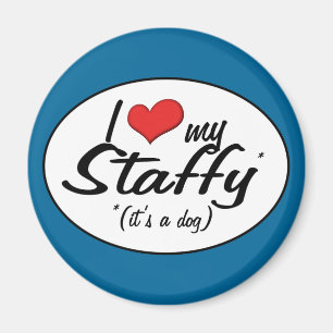 Aimant J'aime mon Staffy (c'est un chien)
