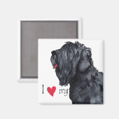 Aimant J'aime mon Terrier russe noir (Recto/Verso)