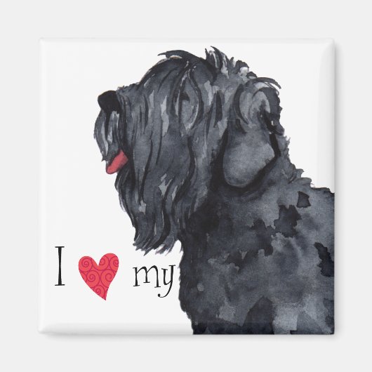 Aimant J'aime mon Terrier russe noir (Devant)