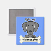 Aimant J'aime mon Weimaraner (Recto/Verso)