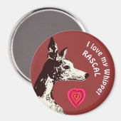 Aimant J'aime mon Whippet (Recto/Verso)