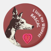 Aimant J'aime mon Whippet (Devant)