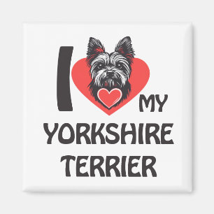 Aimant J'Aime Mon Yorkshire Terrier - Chien Yorkie mignon