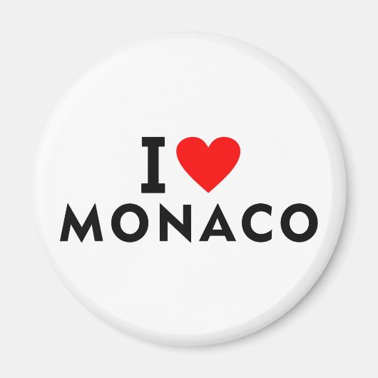 Aimant J'aime Monaco pays comme voyage de coeur tourisme (Devant)