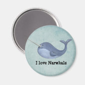 Aimant J'aime Narwhals (Recto/Verso)